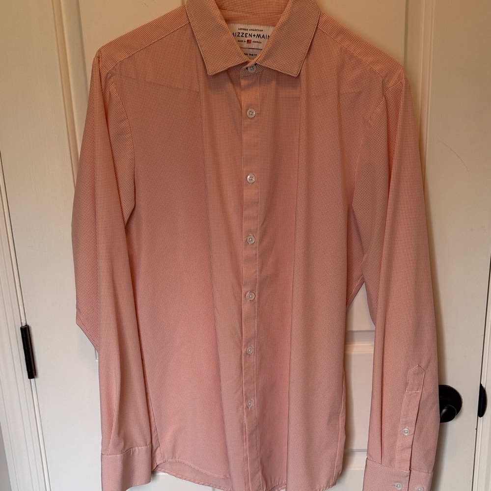 Mizzen+Main Men's Light Orange Check Dress Shirt